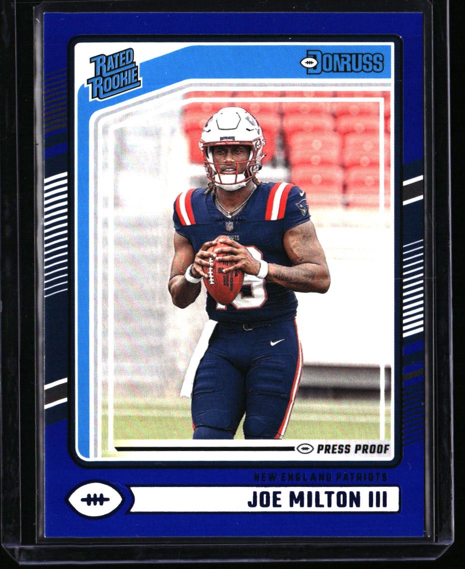 2024 Donruss Joe Milton III Press Proof Blue New England Patriots #319