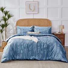 Floral Comforter Set King Blue Cute Flower Bed in a Bag King Boho 7 Pieces