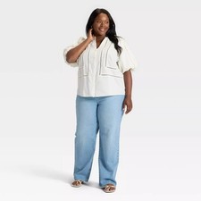 Ava  Viv Womens High Rise Straight Leg Full Jeans Midweight Plus Size 18