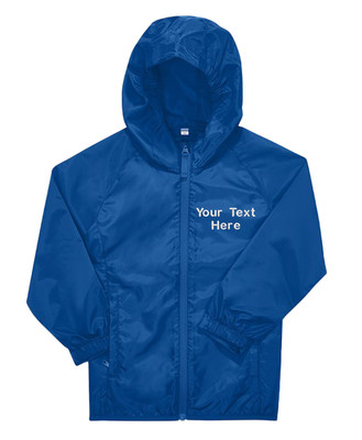 Personalised Embroidered B&C Reset Windbreaker Hoodie Raglan Sleeves Kids Gift