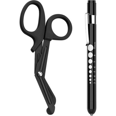 Medical Scissors and Penlight Set for Nurses First Aid EMT 6 inch Trauma Shears