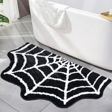 Spider Web Bath Mat Black 3120 Inch Non Slip Rug Halloween Goth Area Decor