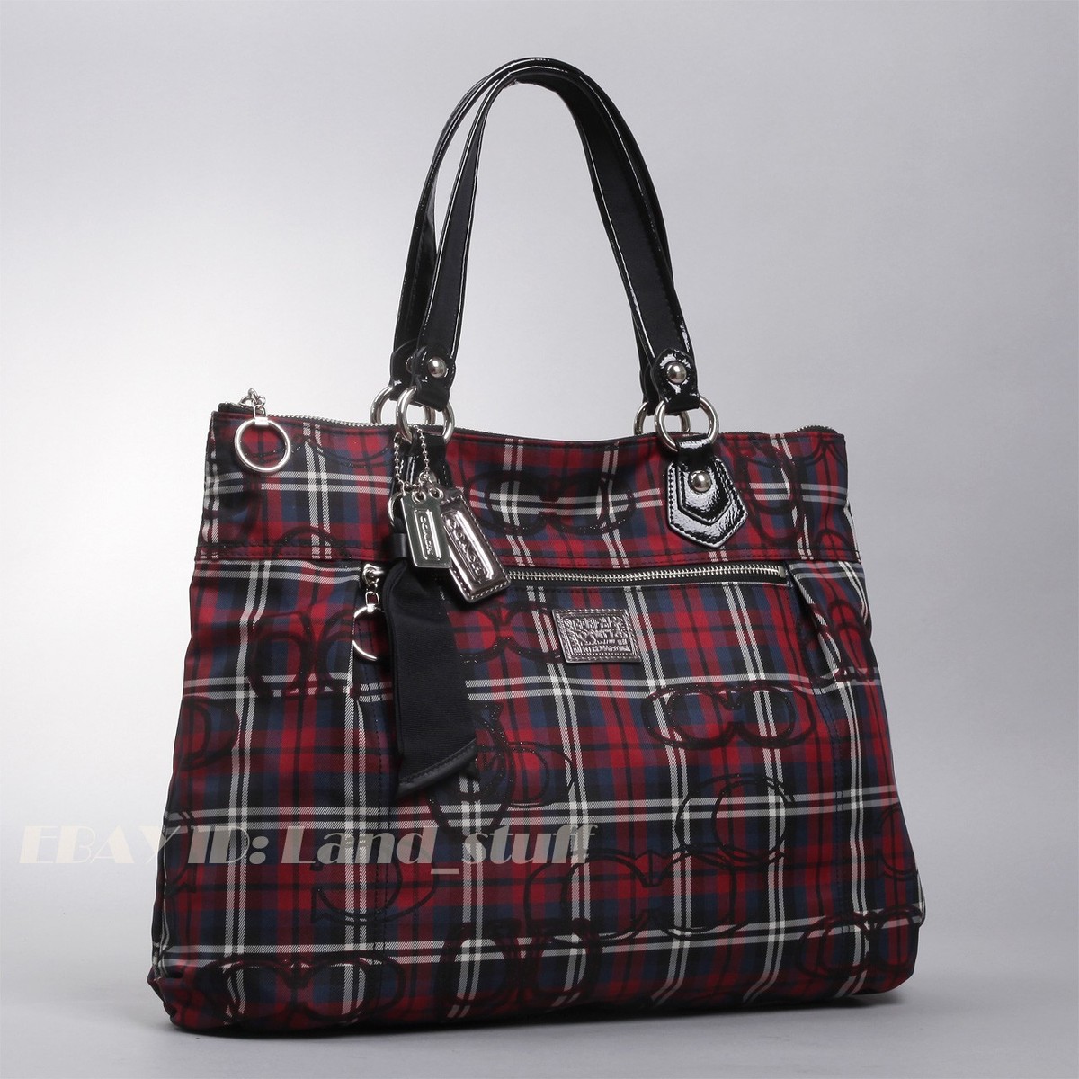 Coach Poppy Y2K Vintage 18713 Signature Sateen Tartan Glam Tote
