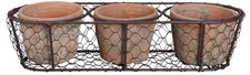Esschert Design AT11 Aged Terracotta 3 Flowerpots in Metal Basket,Planters
