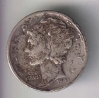 1943-P MERCURY DIME 10¢ PHILADELPHIA 90% SILVER COIN UNITED STATES MINT