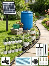 Solar Drip Irrigation Kit 15m Hose Automatic Timer for Garden Balcony Plants