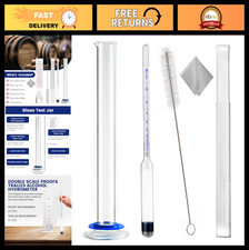 Alcohol Hydrometer Kit 0-200 Proof Tralle with Test Jar - Liquor Moonshine T