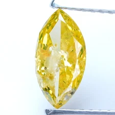 1.00Ct Rare Natural No Treated I-2 Marquise Fancy Intense Orange Yellow Diamond