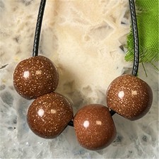 2DJS04 4pcs 14x12mm Beautiful Gold Sand Stone Large Hole Beads