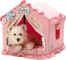 Indoor Dog House with Frame, Cute Dog Tent Bed with Cover Cave, Breathable, W...