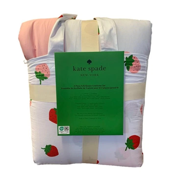 Kate Spade New York Scattered Strawberry Comforter Set Queen New - Image 3 of 4
