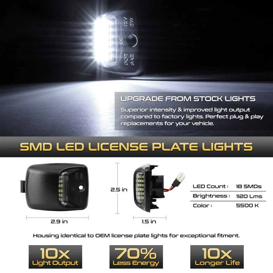 [BRIGHT LED]For Toyota 05-15 Tacoma/00-13 Tundra Bumper License Plate Light Lamp Foto 2 de 4