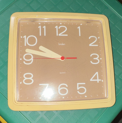 Linden Quartz Square Analog Hanging Wall Clock Beige Arabic Numerals AA813