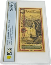 2023 Utah 10 Goldback PCGS 70 (Justitia, Justice)