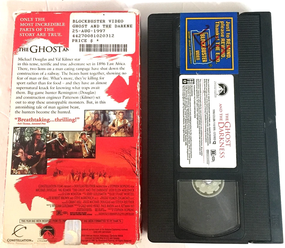 The Ghost and the Darkness VHS Tape Ships Same Day With Tracking - Image 2 of 2