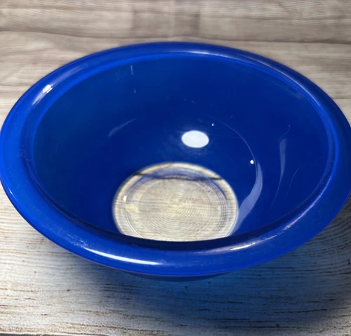 VTG PYREX Cobalt Blue Nesting Mixing Bowls Clear Bottom 322 (1L) 7”