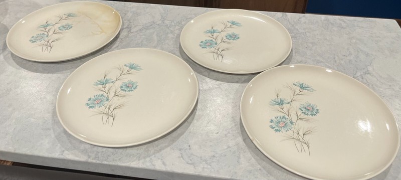 4 Vintage 10 1/4"  Taylor Smith Taylor Boutonniere Ever Yours Dinner Plate Flora