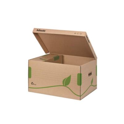10x Esselte 623918 Archiv Container ECO, mit Deckel, Karton, naturbraun