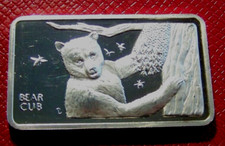 Bear Cub-Wildlife Tree-1974 Art Bar-Mt. Everest 1 Troy oz..999 Fine Silver