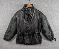 Angora Vintage Women's Black Leather Waterproof Thinsulate Ski Biker Jacket - S