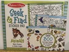 Melissa Doug Seek and Find Sticker Pad, Animals 300 Stickers, 14 Scenes New