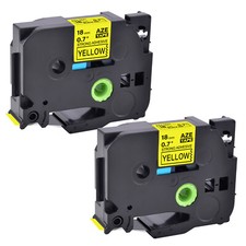 2PK Extra Adhesive Black on Yellow Label Tape For Brother TZ TZe-S641 18MM  