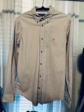 Tommy Hilfiger Extra Slim Fit Gray Cotton Button Down Long Sleeve Shirt