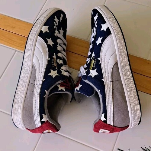 Puma Suede RWB 4th Of July USA Flag Patriotic Men’s Size 8.5 Sneakers - Picture 4 of 9