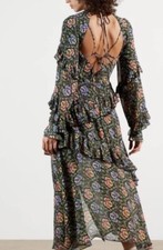 TED BAKER floral midi dress black wedding cruise party holiday 4 14 new