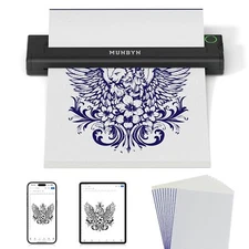 MUNBYN Tattoo Stencil Printer Wireless Thermal  Tattoo Printer 20 Transfer Paper