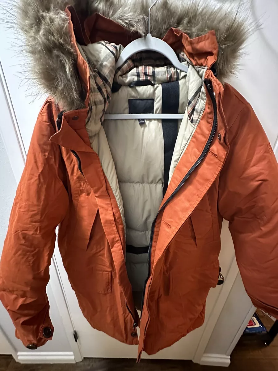 New Banana Republic Puffer Snorkel Parka Jacket Men s Size S Orange 768514