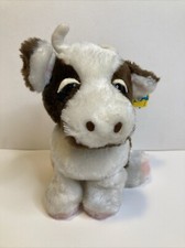 Vintage Dakin Brown White Bossie Cow Bean Bag Plush 1983 80's With Tags