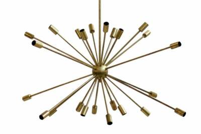 Mid Century Style 24 Arms Brass Sputnik Chandelier Made From Polished Brass