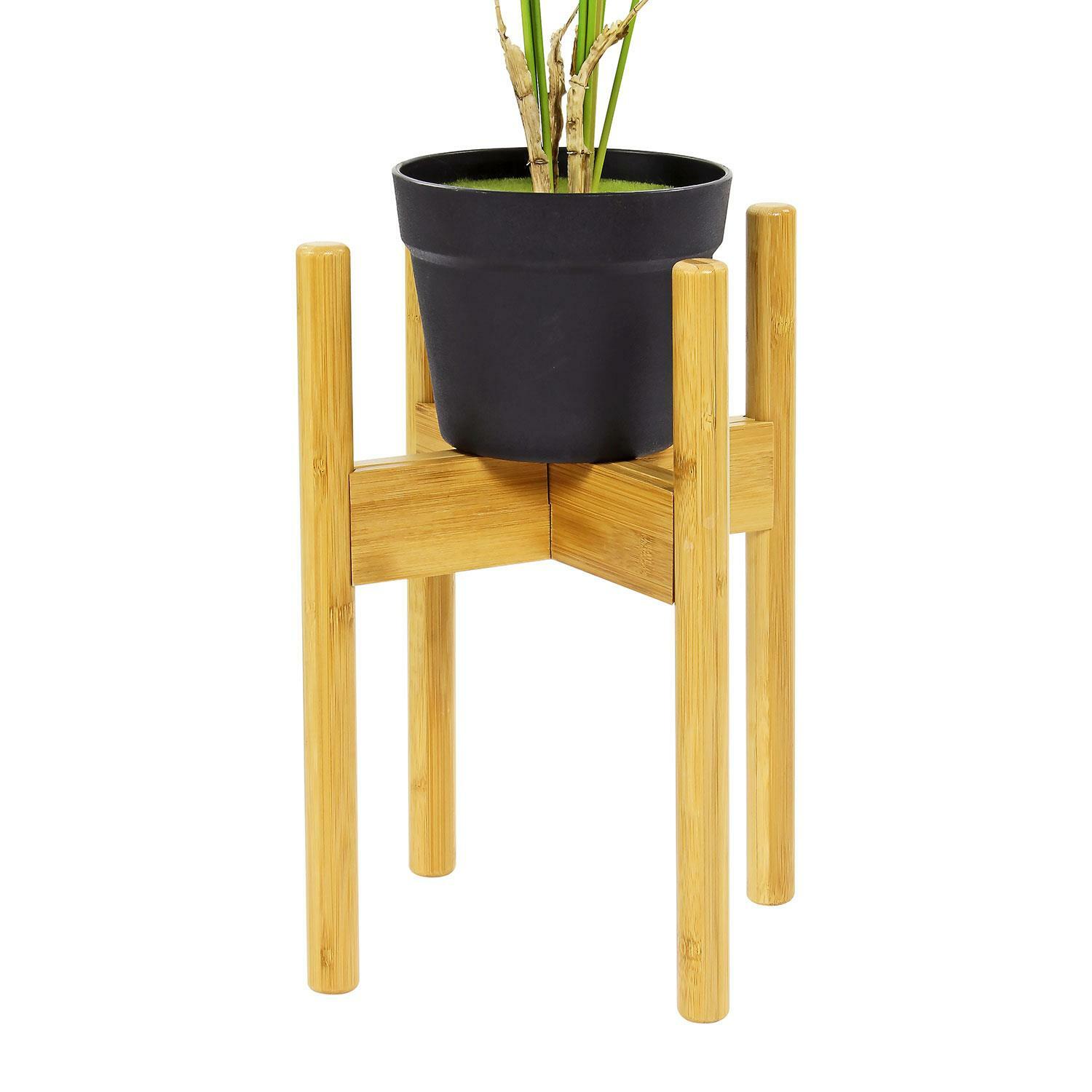 Plant Stand Adjustable Bamboo Flower Pot MidCentury Modern Plant