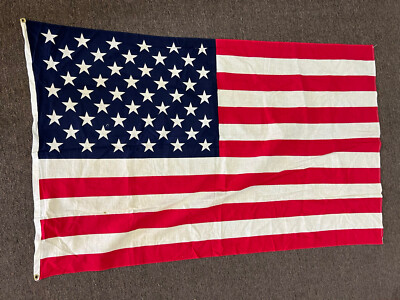 Vintage Printed 50-star American Flag from estate 55” x 34” | eBay