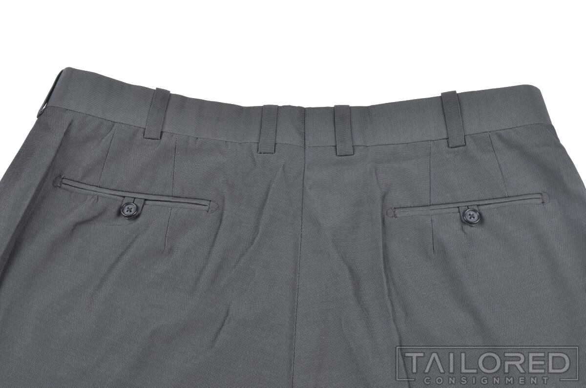 ALBA Bespoke Solid Gray Wool Blend Flat Front Lux… - image 6