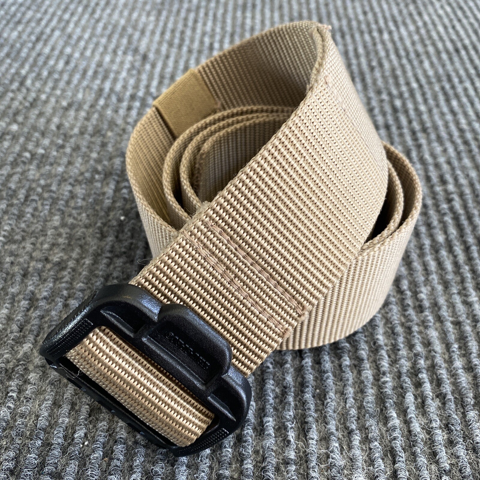 Tru Spec Belt Mens M Tan Nylon Black Plastic Buckle Military Tactical