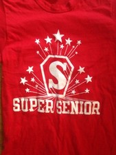 VINTAGE 70s Champion Super Senior Blue Bar TAG T-SHIRT SZ Med