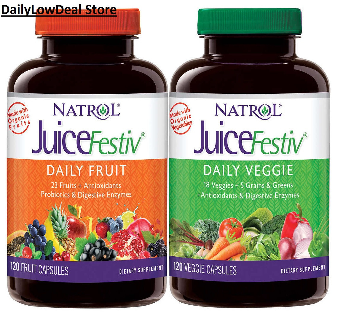 Natrol JuiceFestiv - FruitFestiv & VeggieFestiv, 120 Fruit & 120 Veggie Capsules