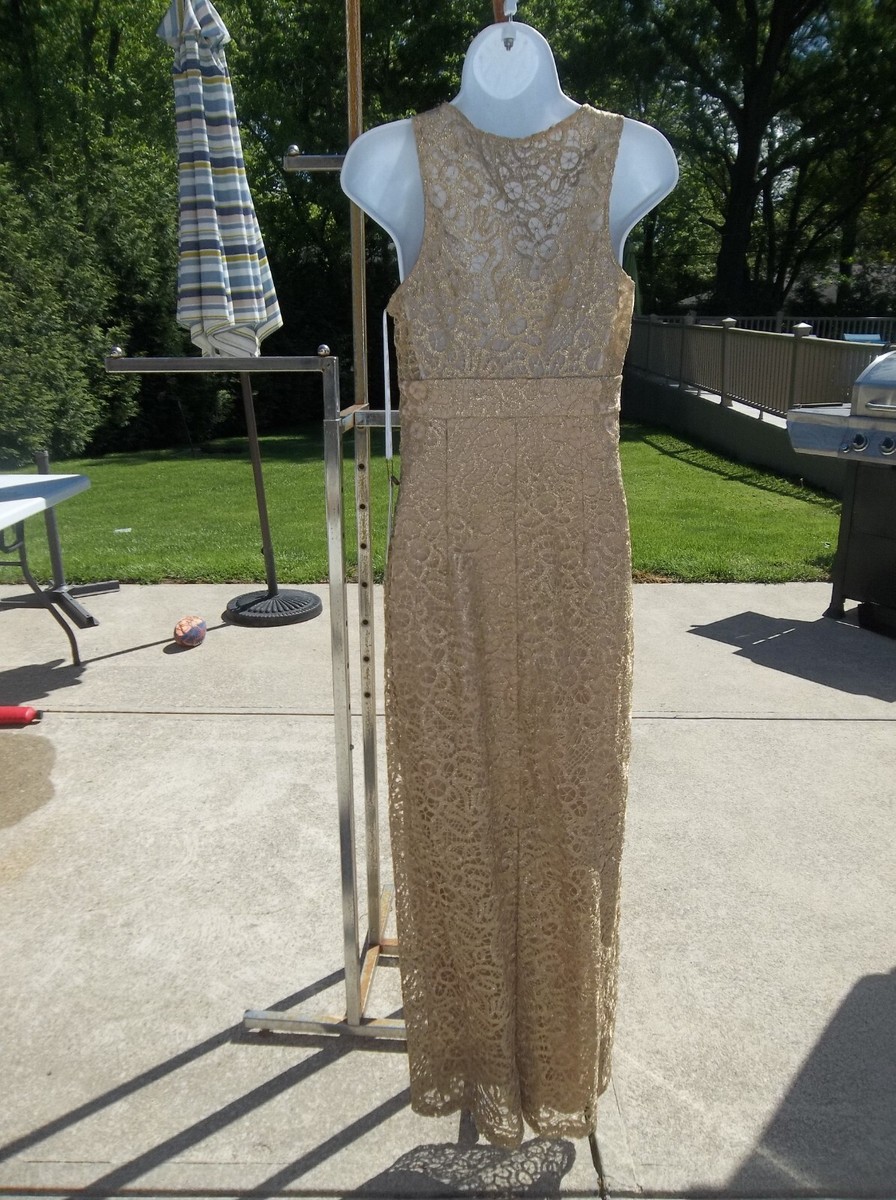 sue wong formal dresses NWT LONG GOLD LACE GOWN 6 March2026