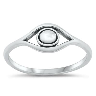 Genuine 925 Sterling Silver Evil Eye Stackable Ring - Sizes 5-10 - Dekka Nickel-Free