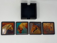 Big Sky Carvers HORSES Ceramic Coaster Art set of 4 Sturdy