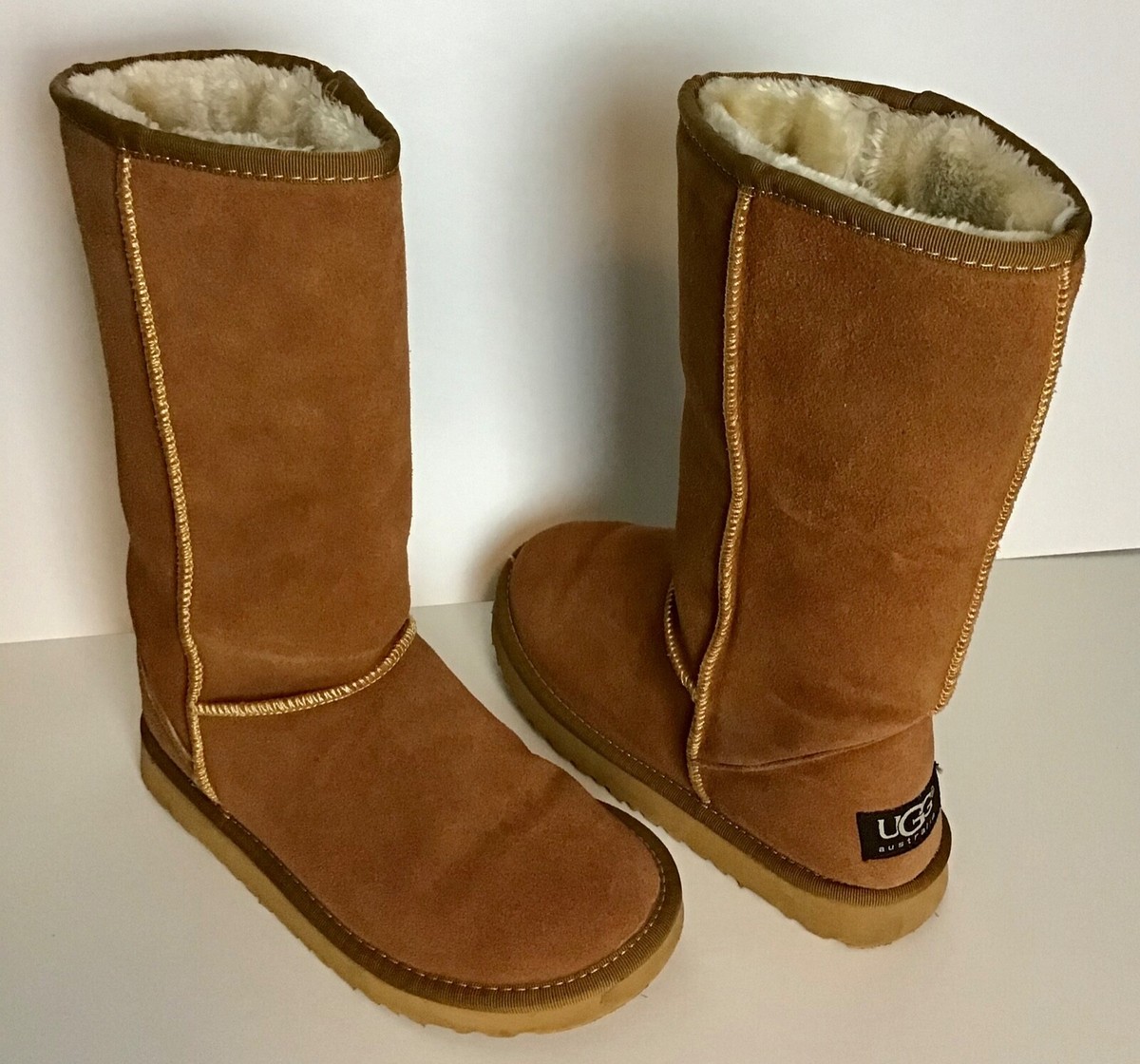 UGG Australia F10010C Women's TAN FUR Winter Snow BOOTS SIZE