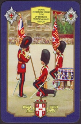 Spielkarten Einzelkarte alt Vintage 1950 WORSHIPFUL KING + COLDSTREAM GUARDS A