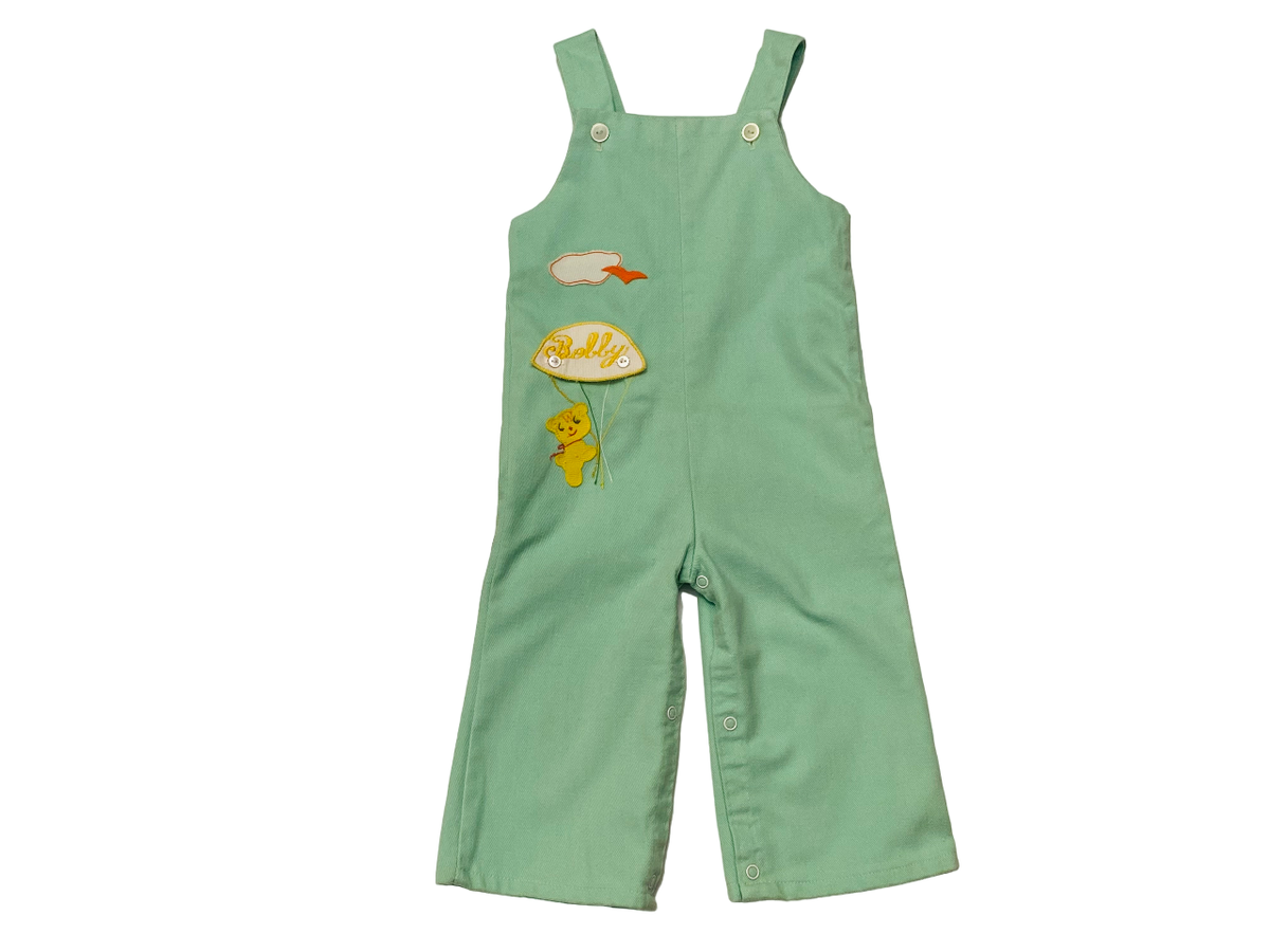 Cute Togs of new Orleans Toddlers Green Embroidered Bear & Balloon