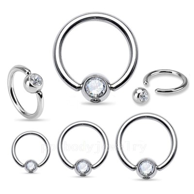 2pcs 20G 18G 16G 14G Surgical Steel CZ Captive Bead Ring Earrings Septum Labret 