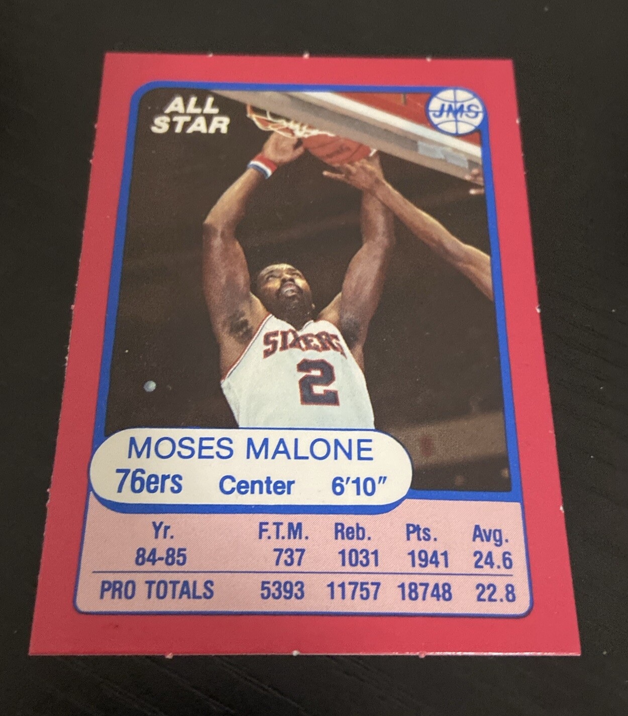Moses Malone 1985-86 JMS #2  Perforated Philadelphia 76ers HOF