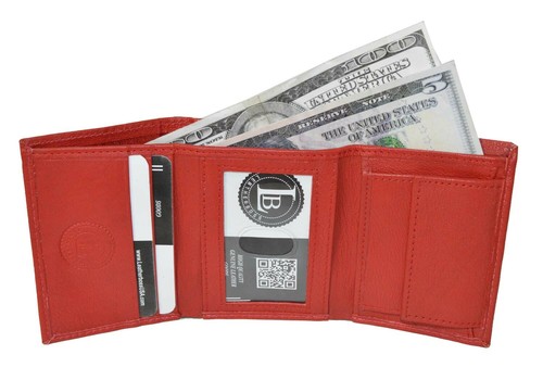Leatherboss Genuine Leather Kids Boys Compact Trifold Wallet Perfect Gift - Picture 25 of 28