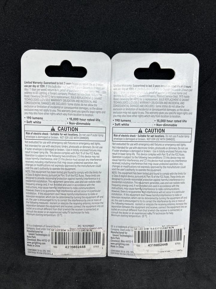 Pack Of 2 GE Specialty LED 20-Watt 5.3-in Soft White Appliance Bulb E17 120 Volt - Image 2 of 2