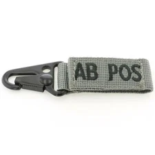 Ab Positive/Black Letters Foliage Webbing Blood Type Tag  BloodTag